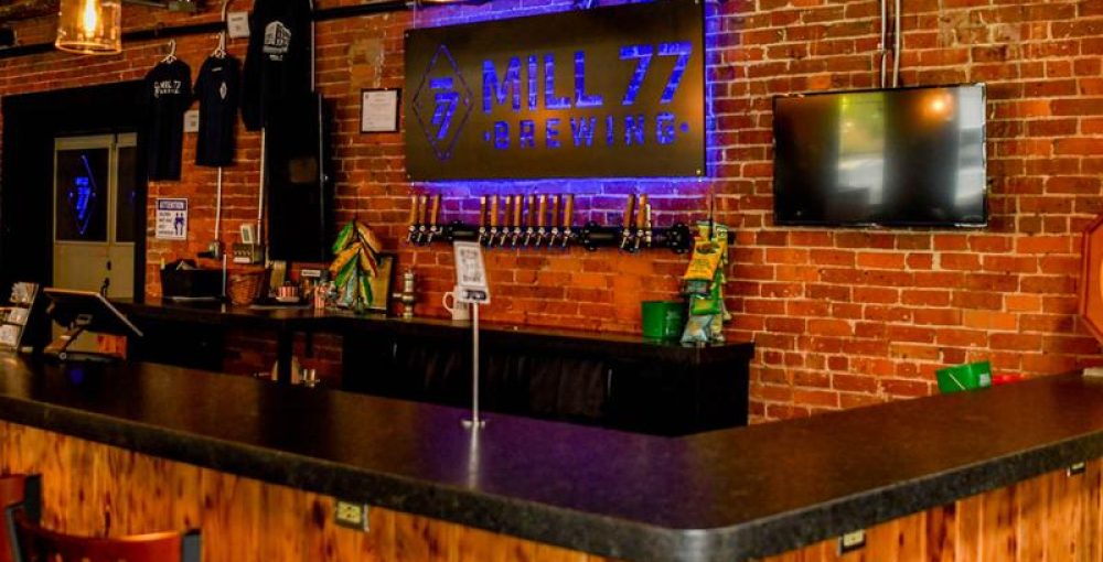 Bar seating with signage