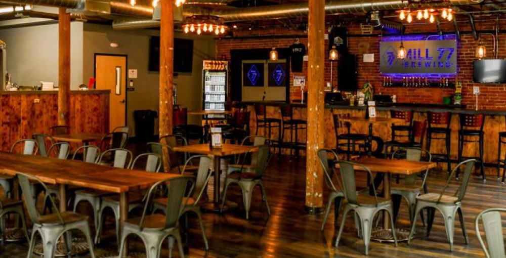 Spacious dining area with a bar